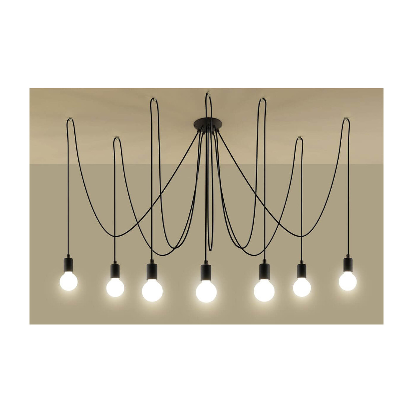 Żyrandol Edison 7 Czarny SL.0372 Sollux