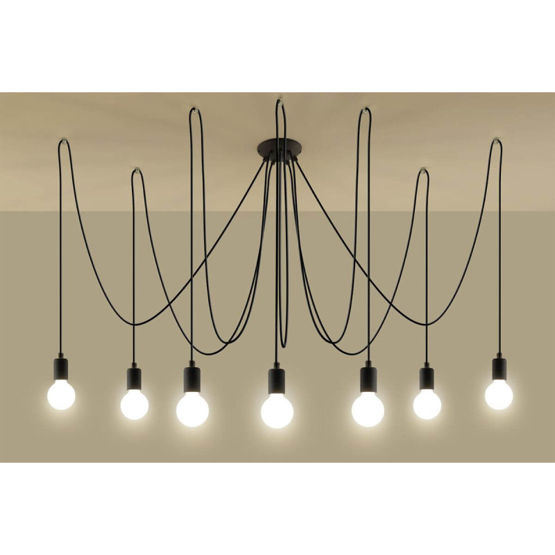 Żyrandol Edison 7 Czarny SL.0372 Sollux