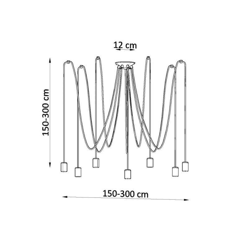 Żyrandol Edison 7 Czarny SL.0372 Sollux
