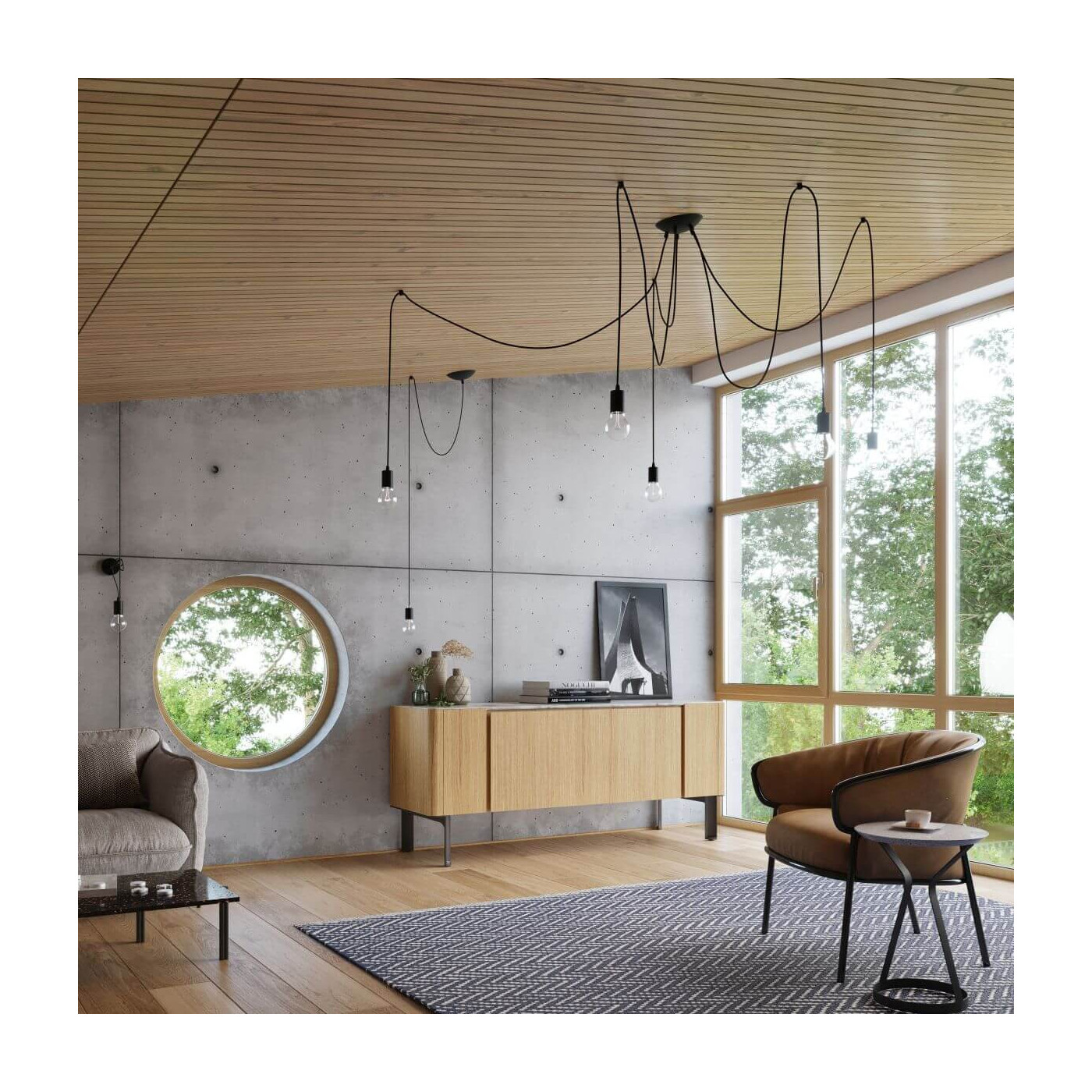 Żyrandol Edison 7 Czarny SL.0372 Sollux
