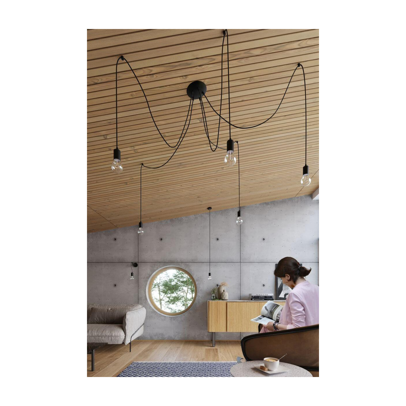 Żyrandol Edison 7 Czarny SL.0372 Sollux