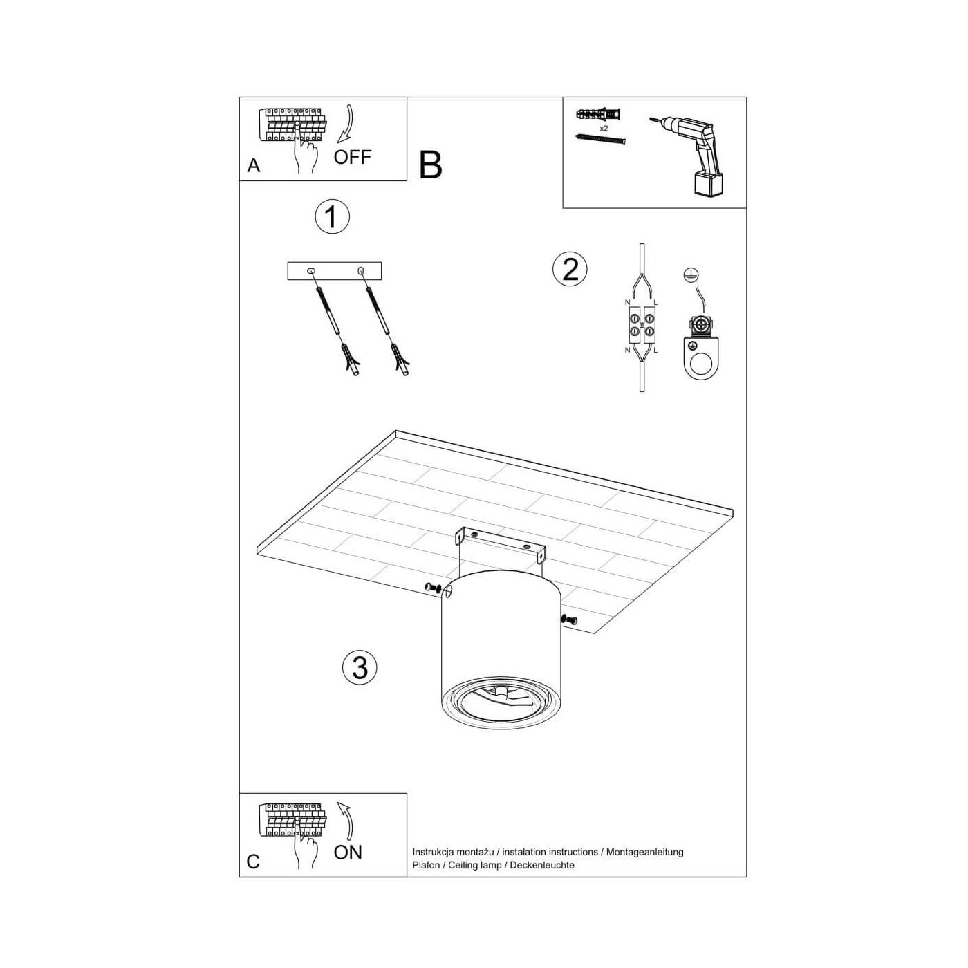Plafon Cullo 140 Beton SL.0645 Sollux