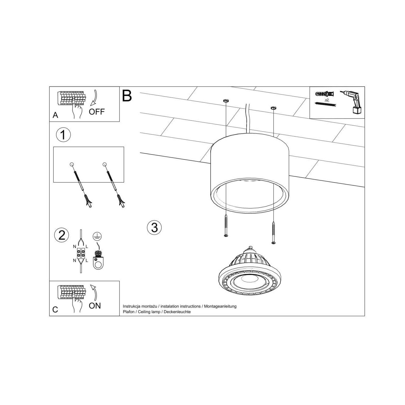 Plafon Basic 1 Beton SL.0881 Sollux