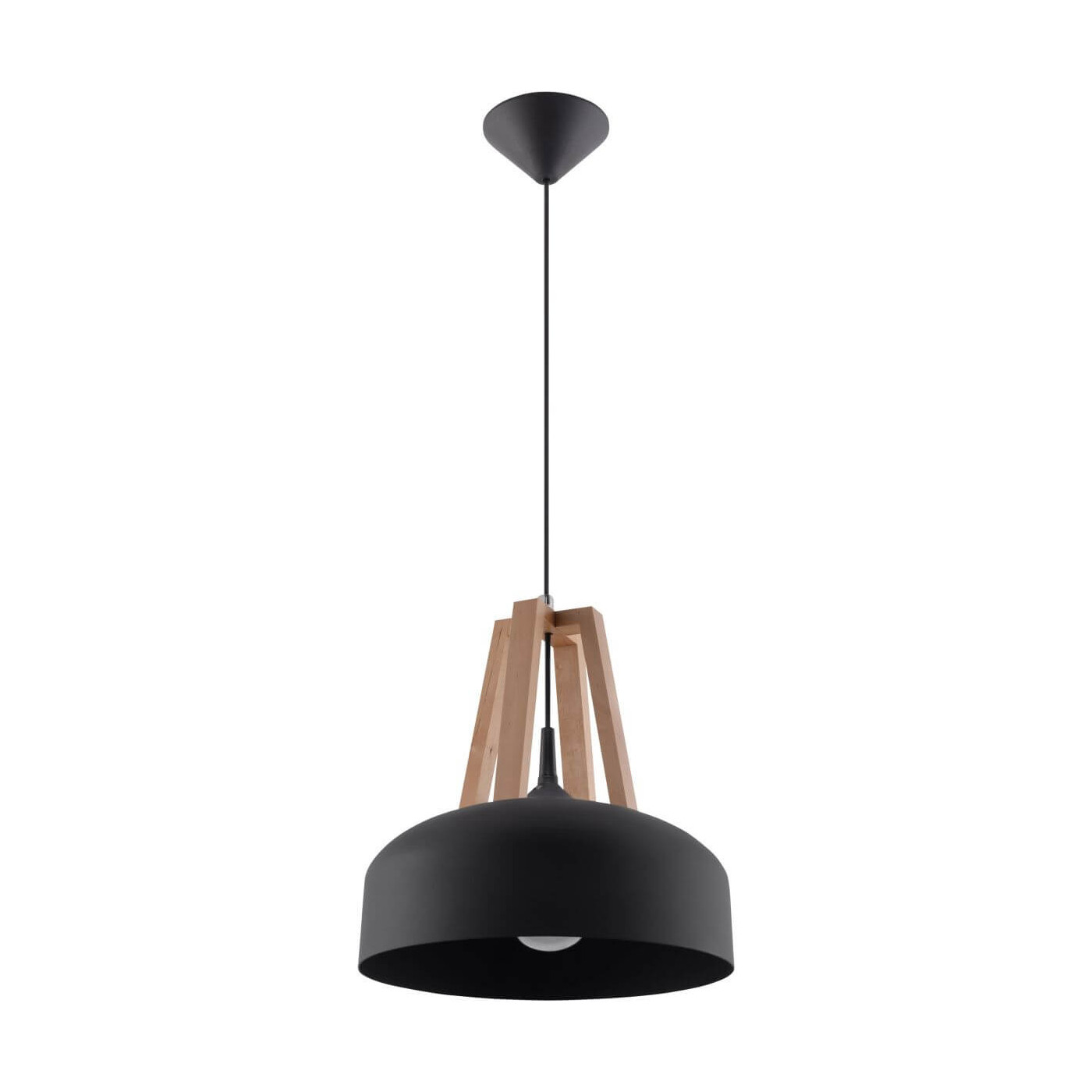Lampa Wisząca Casco Czarny/Naturalne Drewno SL.0390 Sollux