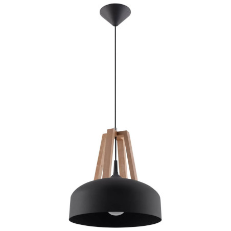 Lampa Wisząca Casco Czarny/Naturalne Drewno SL.0390 Sollux