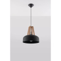 Lampa Wisząca Casco Czarny/Naturalne Drewno SL.0390 Sollux