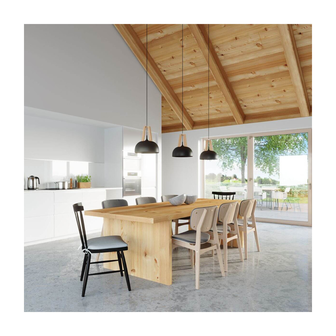 Lampa Wisząca Casco Czarny/Naturalne Drewno SL.0390 Sollux