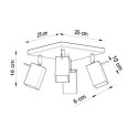 Plafon Merida 4 Czarny SL.0102 Sollux