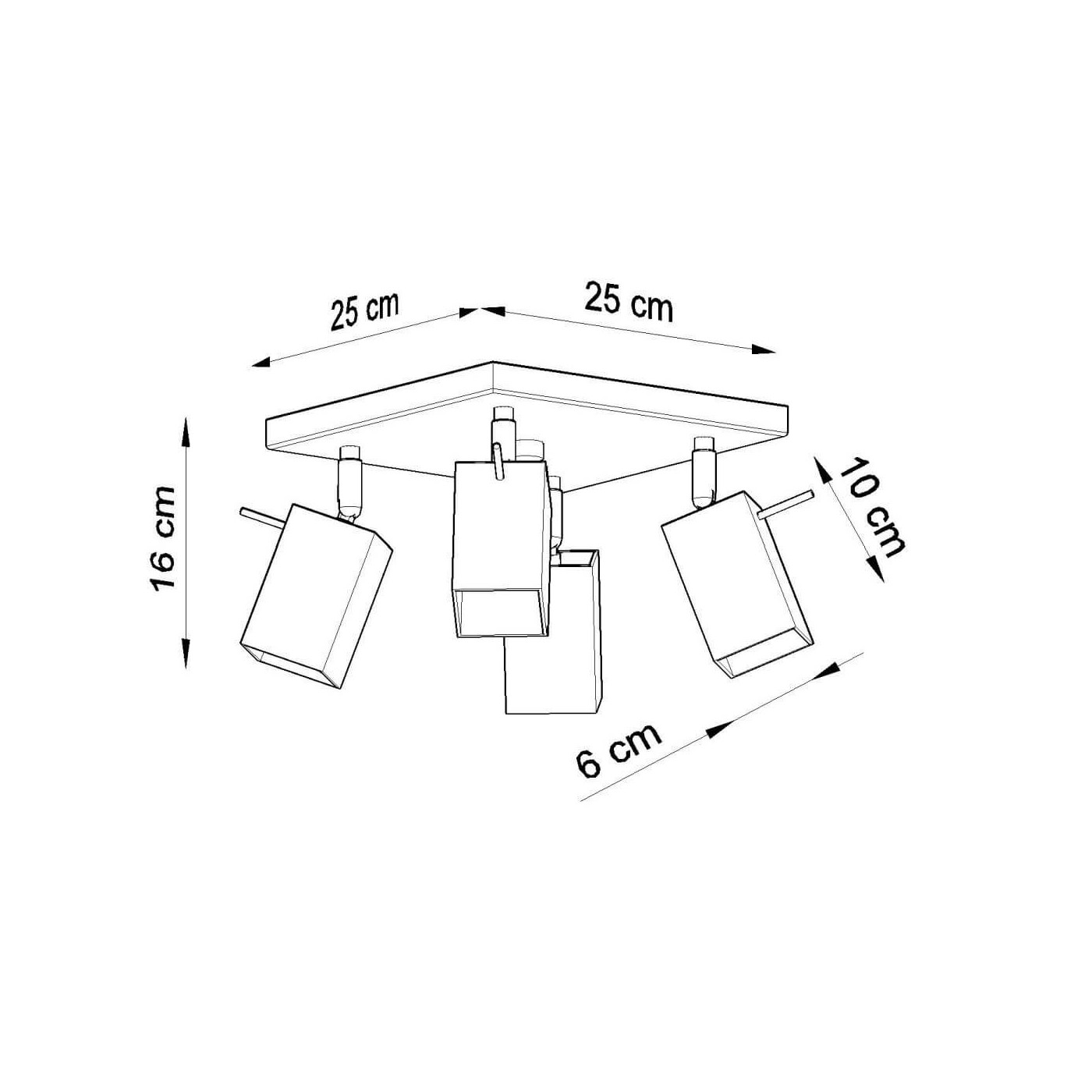 Plafon Merida 4 Czarny SL.0102 Sollux