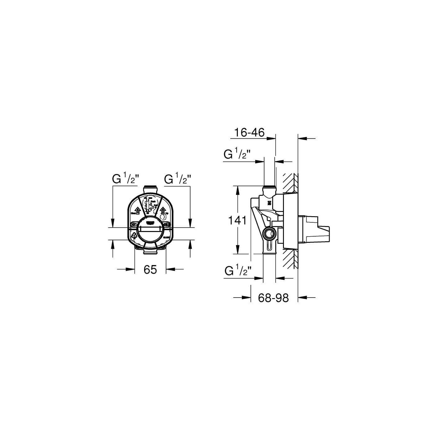 Element Podtynkowy Do Baterii Wannowej/Prysznicowej 33961000 Grohe