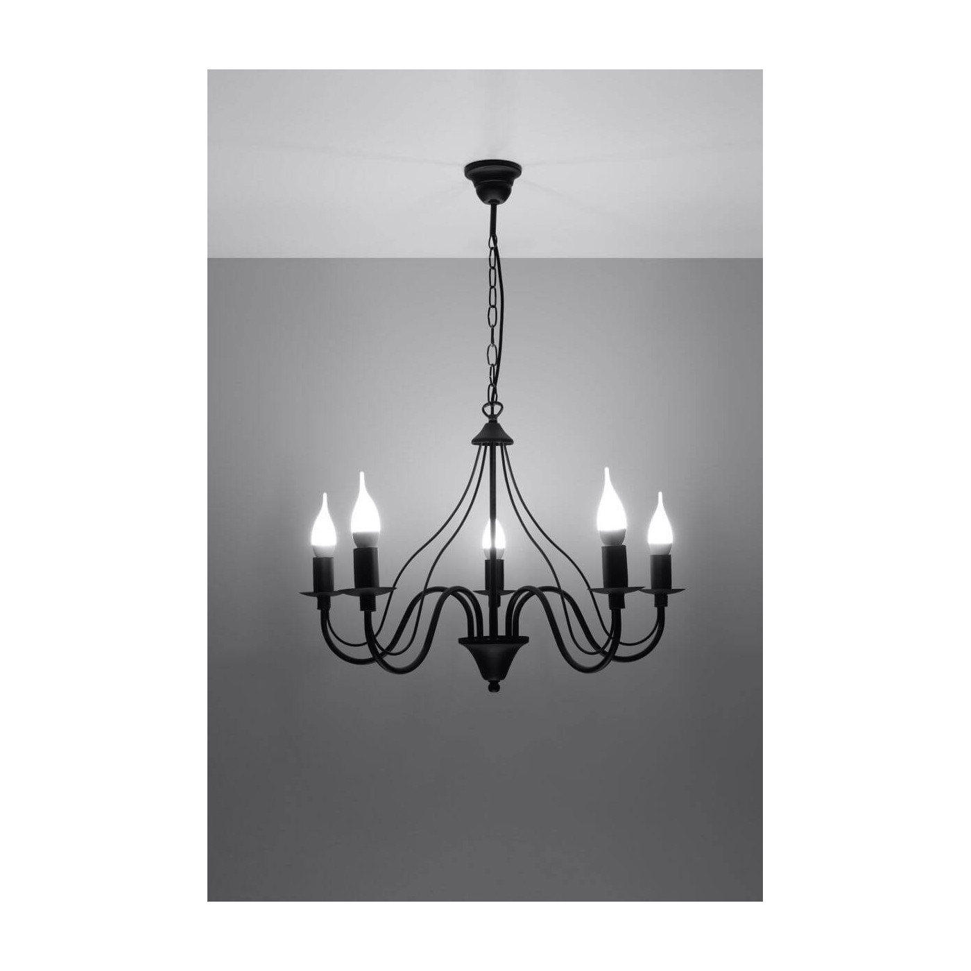 Żyrandol Minerwa 5 Czarny SL.0218 Sollux
