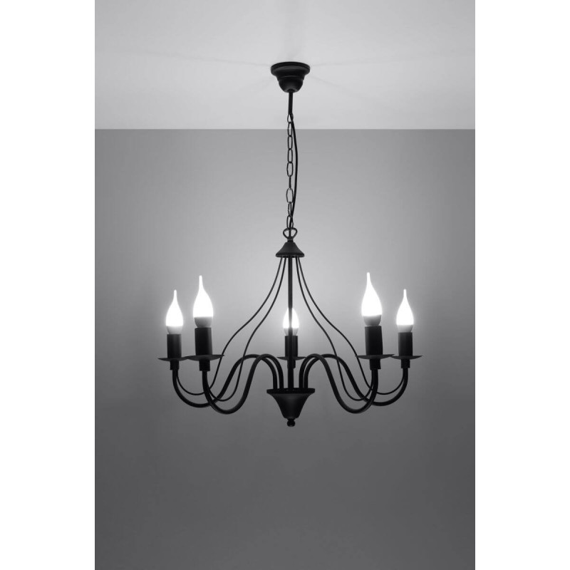 Żyrandol Minerwa 5 Czarny SL.0218 Sollux