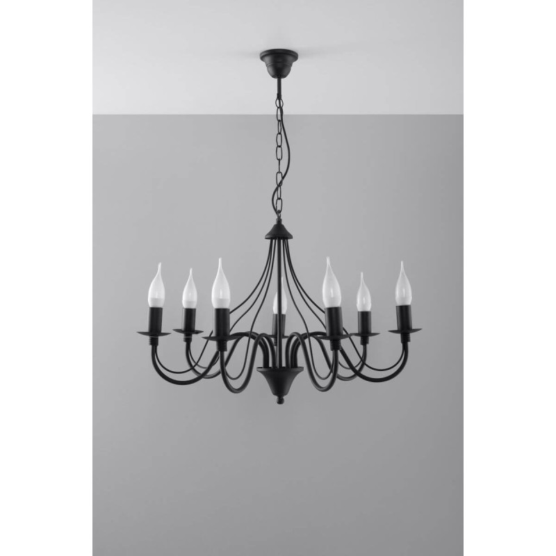 Żyrandol Minerwa 7 Czarny SL.0219 Sollux