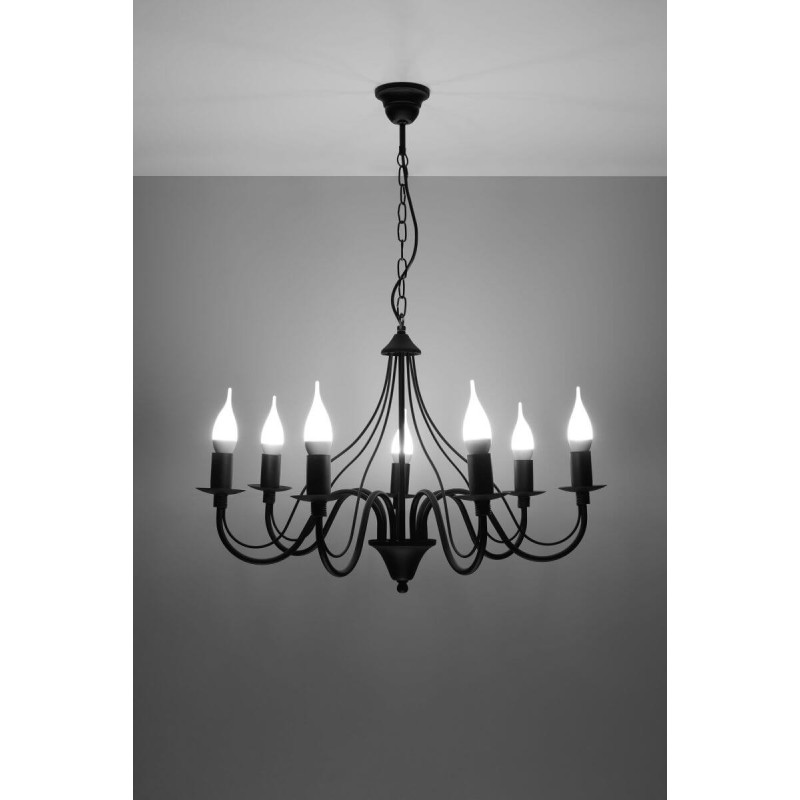 Żyrandol Minerwa 7 Czarny SL.0219 Sollux