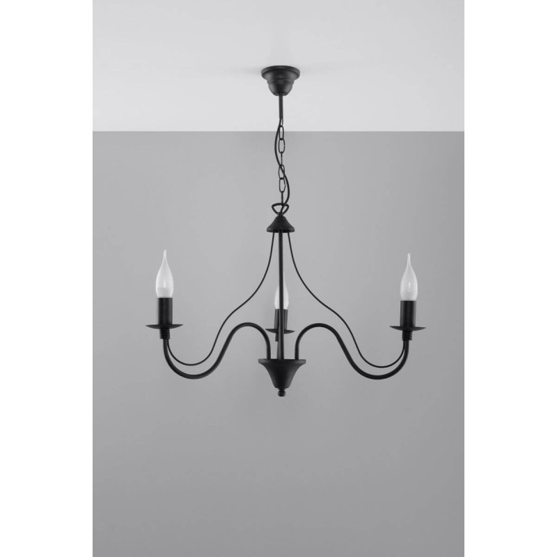 Żyrandol Minerwa 3 Czarny SL.0217 Sollux