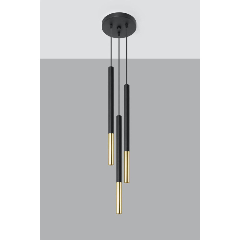 Lampa Wisząca Mozaica 3P Czarny/Złoty SL.0893 Sollux