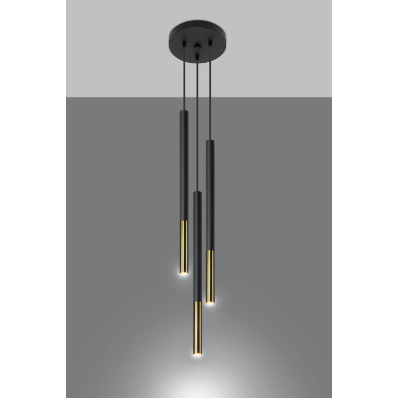 Lampa Wisząca Mozaica 3P Czarny/Złoty SL.0893 Sollux