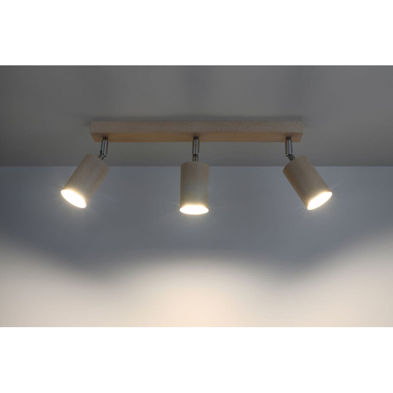 Plafon Berg 3 Naturalne Drewno SL.0703 Sollux