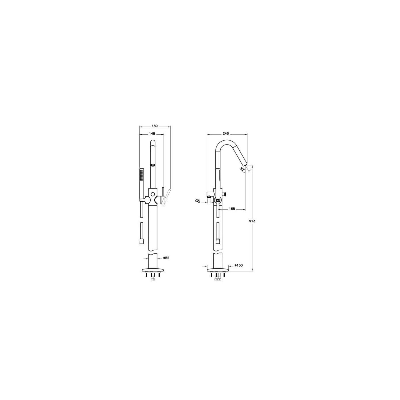 Bateria Wannowa Wolnostojąca Origin A42681 Vitra