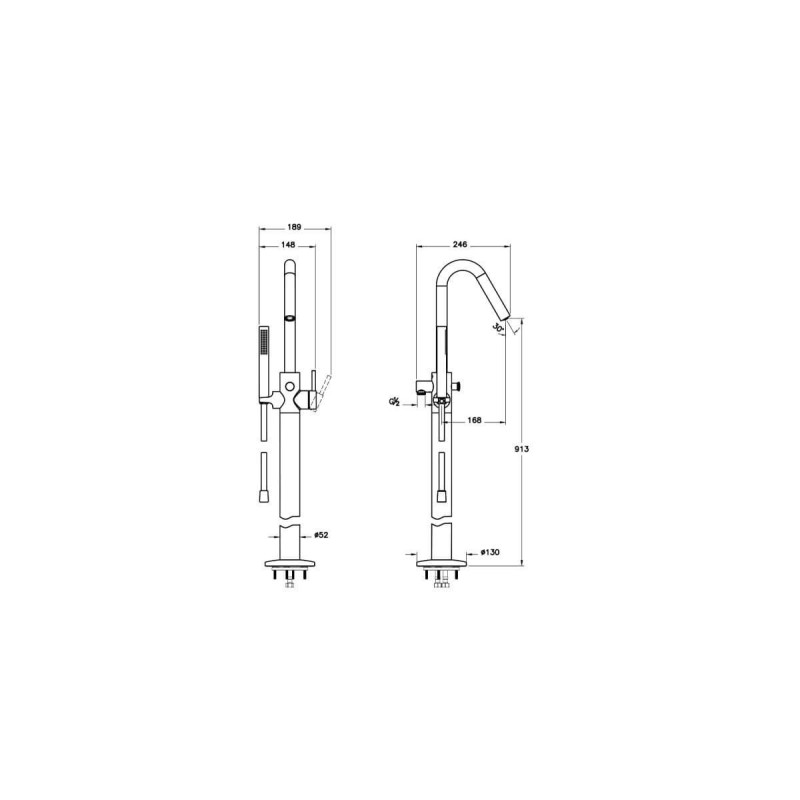 Bateria Wannowa Wolnostojąca Origin A42681 Vitra