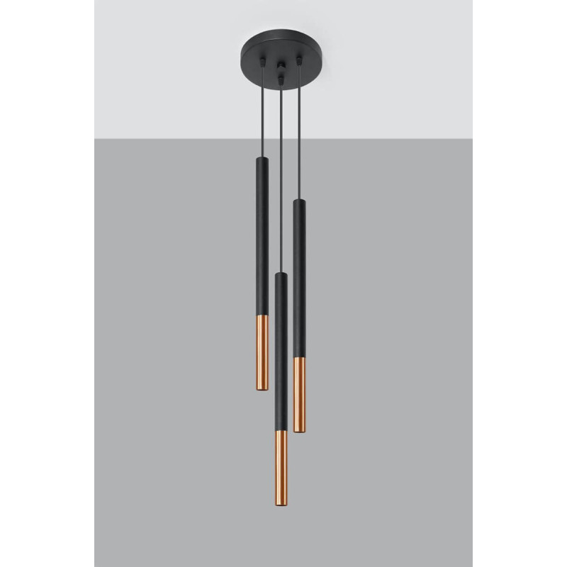 Lampa Wisząca Mozaica 3P Czarny/Miedziany SL.0890 Sollux