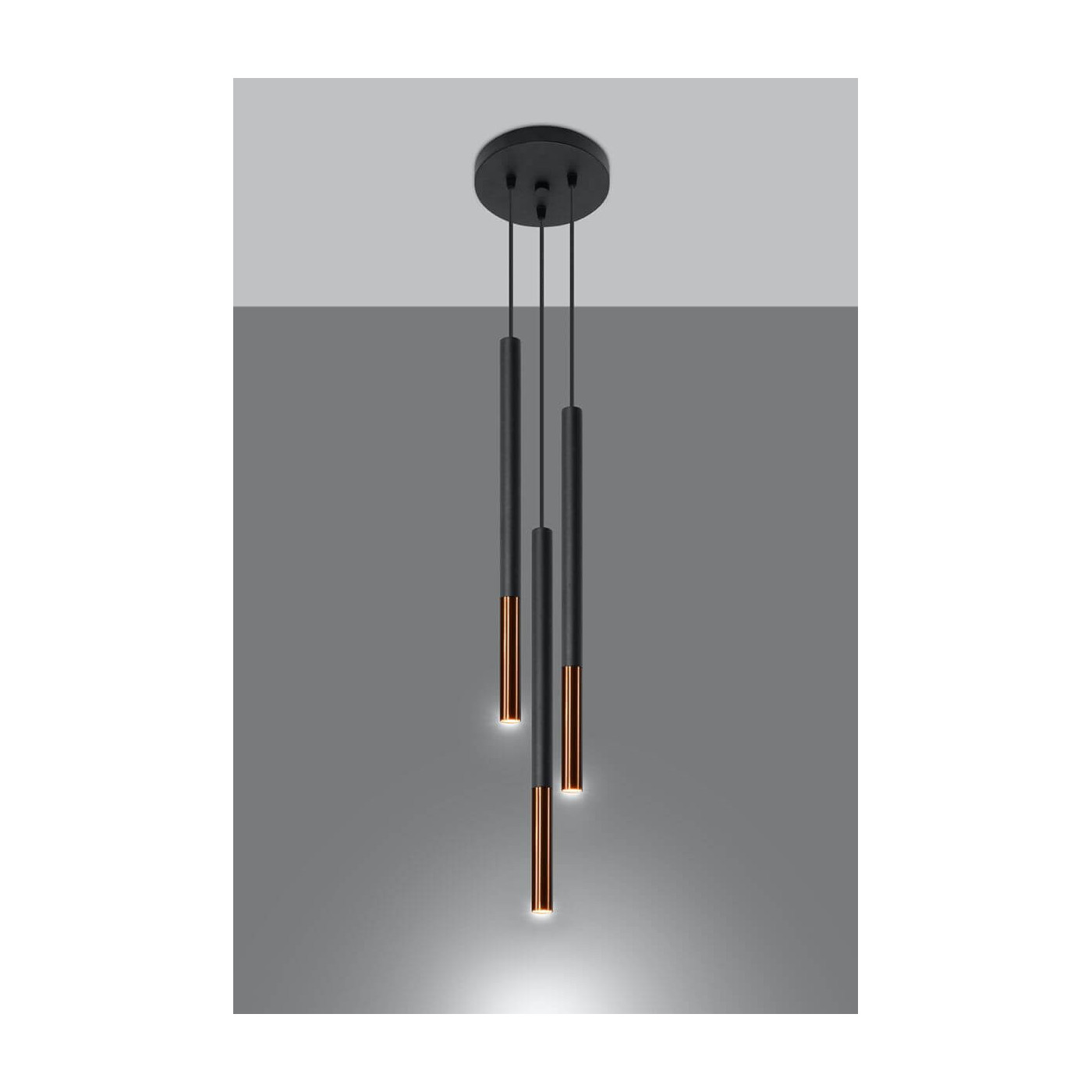 Lampa Wisząca Mozaica 3P Czarny/Miedziany SL.0890 Sollux