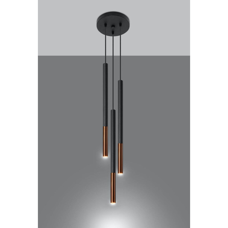 Lampa Wisząca Mozaica 3P Czarny/Miedziany SL.0890 Sollux
