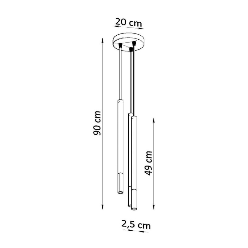 Lampa Wisząca Mozaica 3P Czarny/Miedziany SL.0890 Sollux
