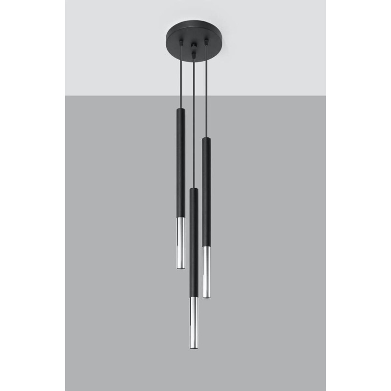 Lampa Wisząca Mozaica 3P Czarny/Chrom SL.0887 Sollux