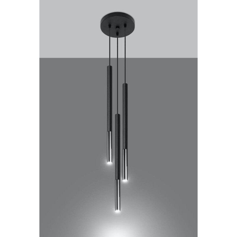 Lampa Wisząca Mozaica 3P Czarny/Chrom SL.0887 Sollux