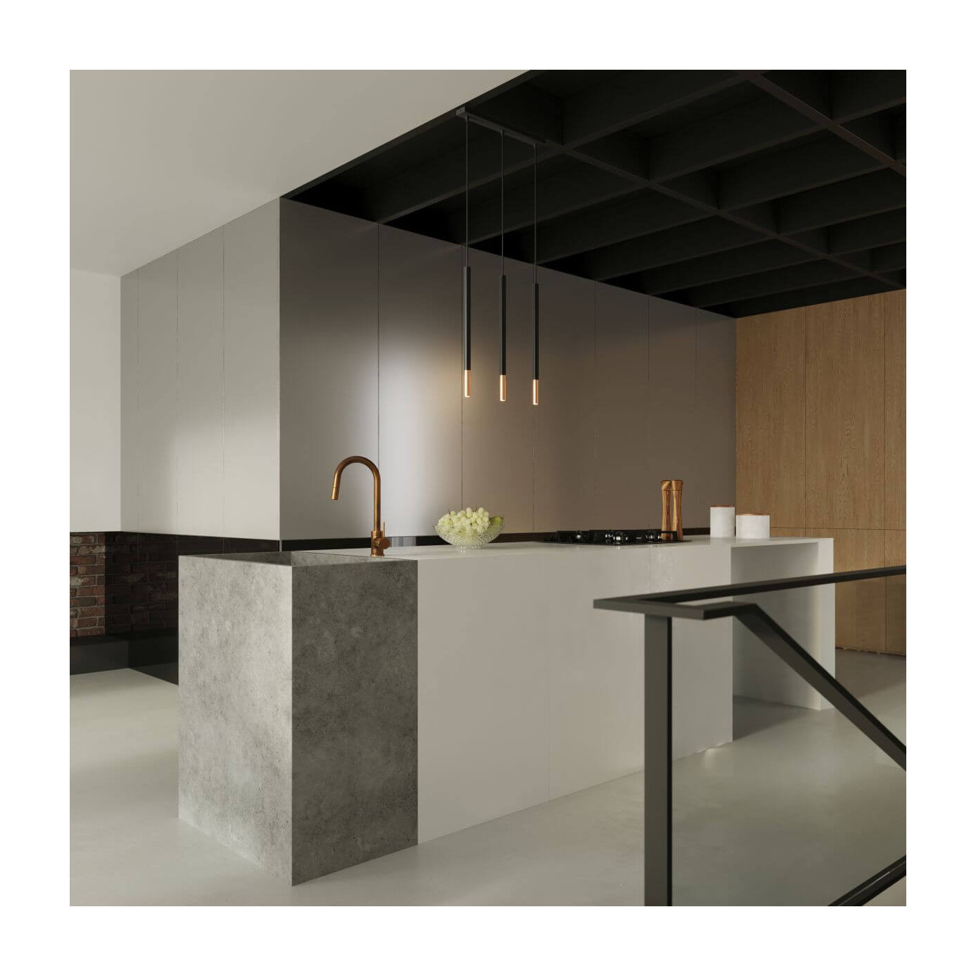 Lampa Wisząca Mozaica 1 Czarny/Miedziany SL.0888 Sollux