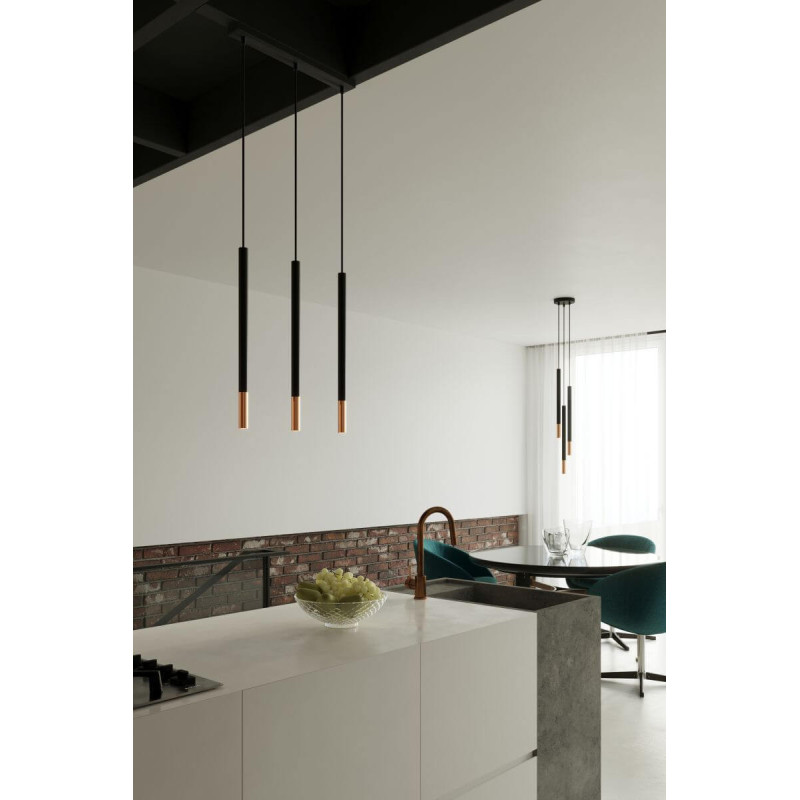 Lampa Wisząca Mozaica 1 Czarny/Miedziany SL.0888 Sollux