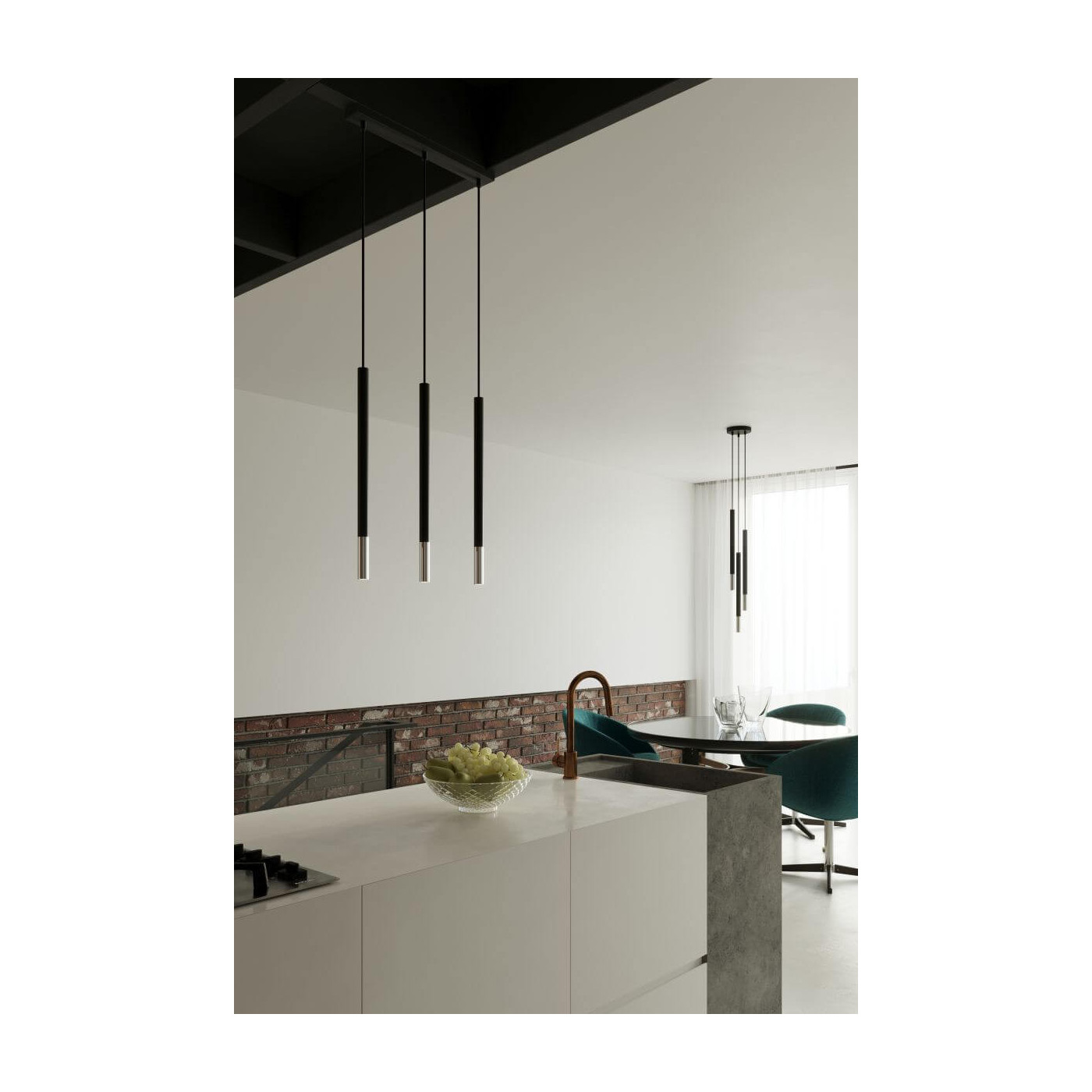 Lampa Wisząca Mozaica 1 Czarny/Chrom SL.0885 Sollux