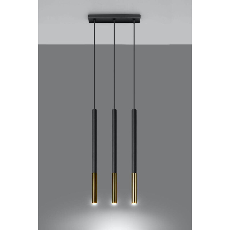 Lampa Wisząca Mozaica 3L Czarny/Złoty SL.0892 Sollux