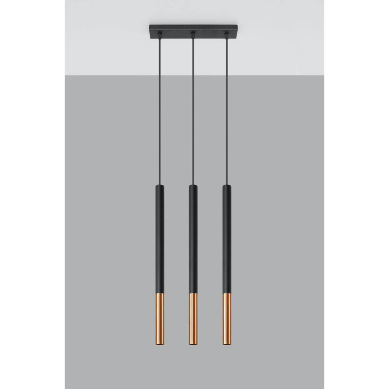 Lampa Wisząca Mozaica 3L Czarny/Miedziany SL.0889 Sollux