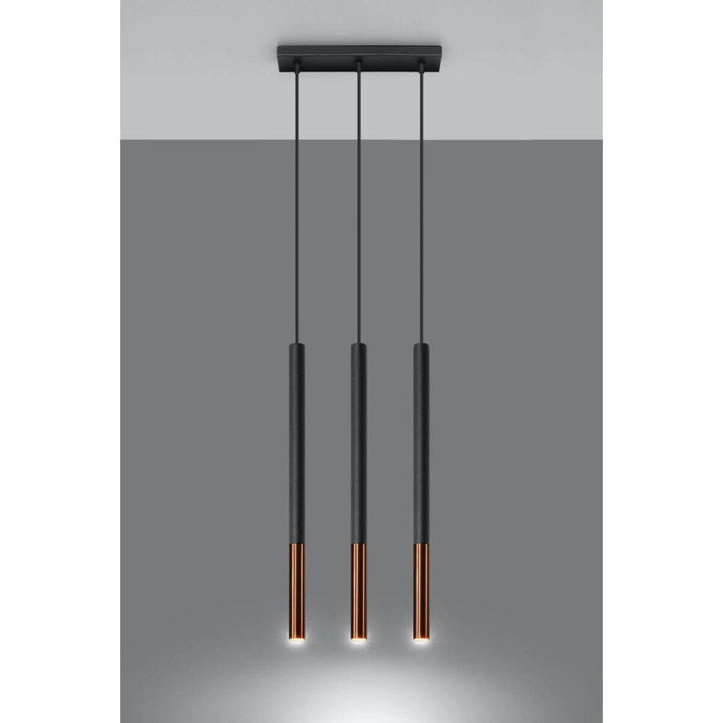 Lampa Wisząca Mozaica 3L Czarny/Miedziany SL.0889 Sollux