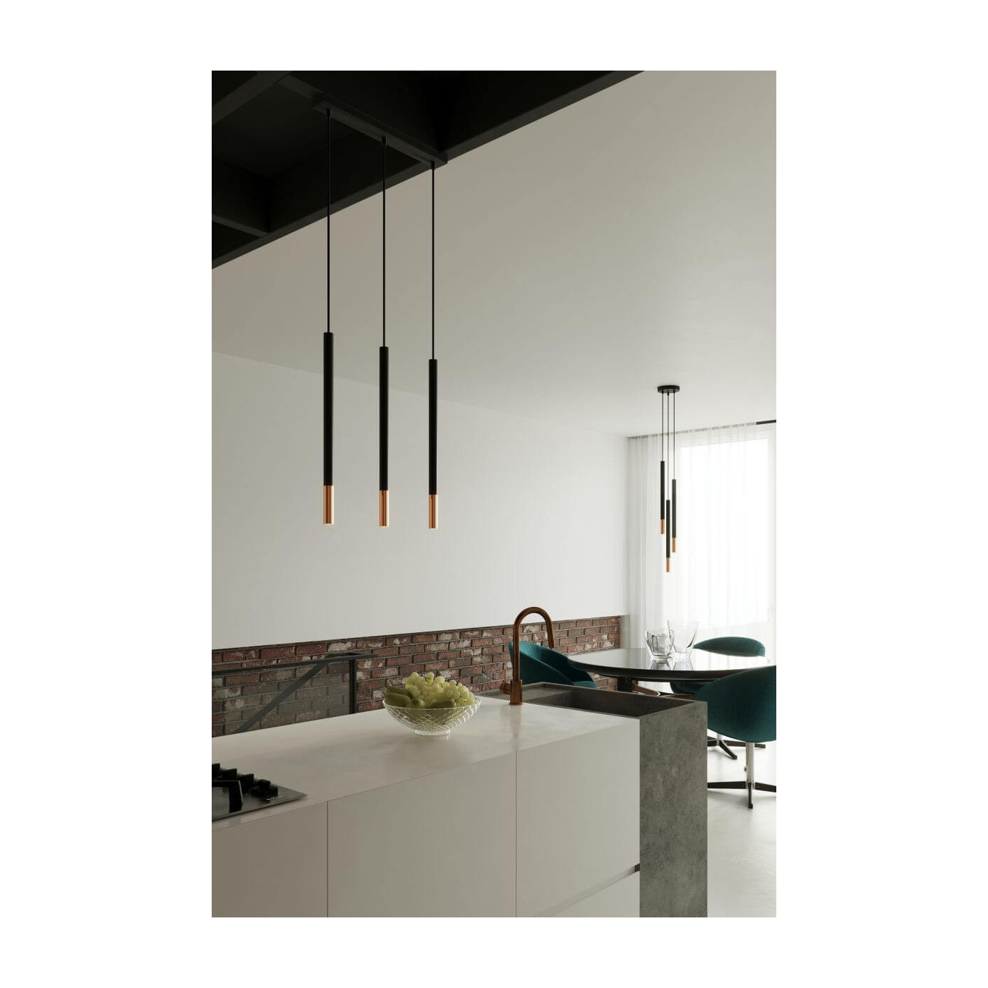 Lampa Wisząca Mozaica 3L Czarny/Miedziany SL.0889 Sollux