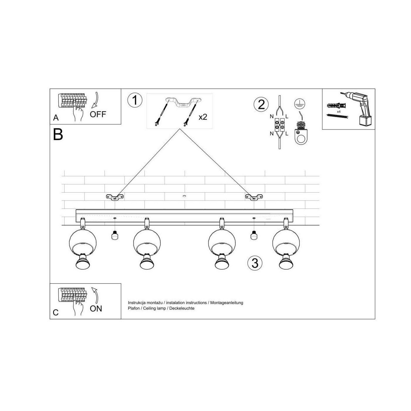 Plafon Oculare 4L Biały SL.0441 Sollux