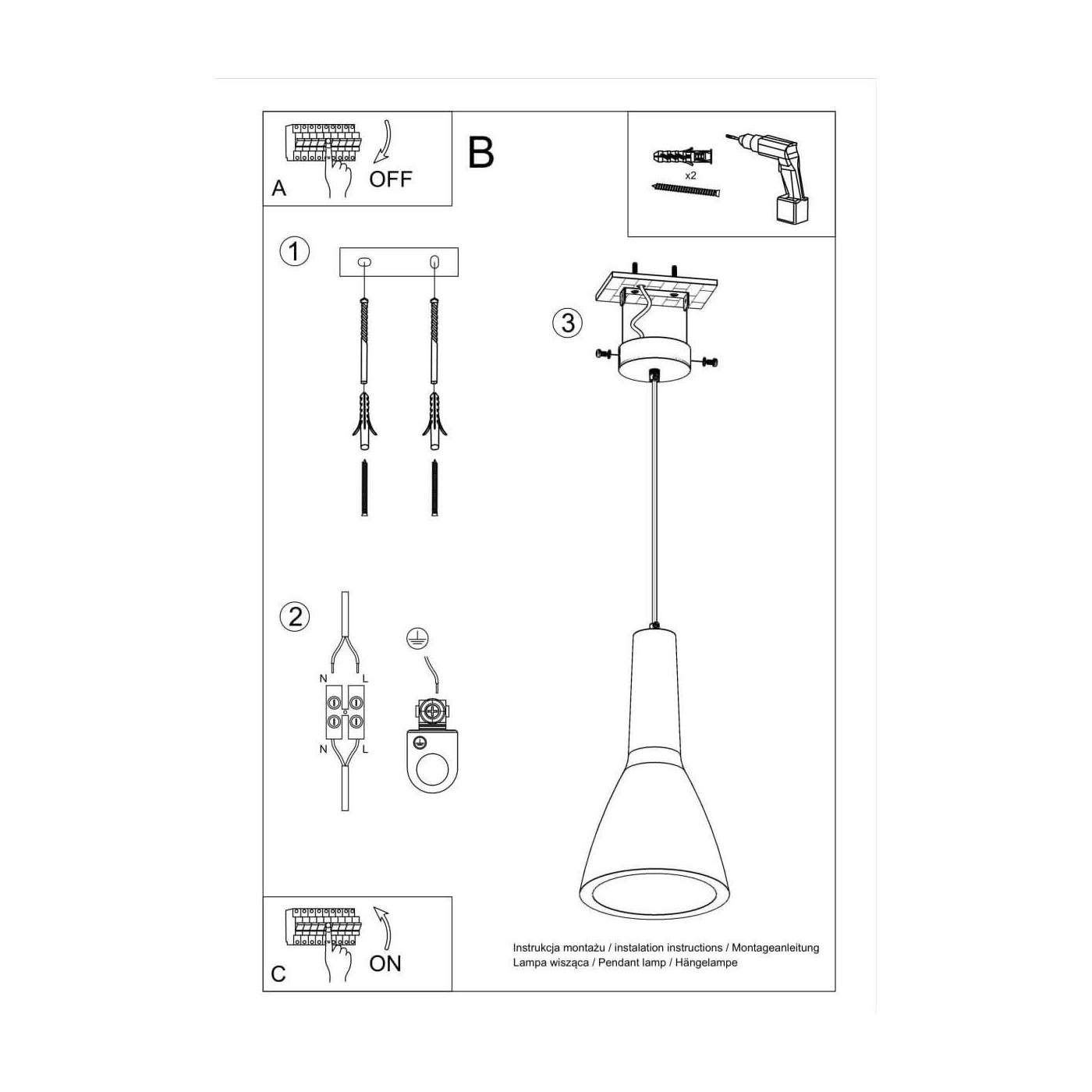 Lampa Wisząca Empoli Szary SL.0280 Sollux