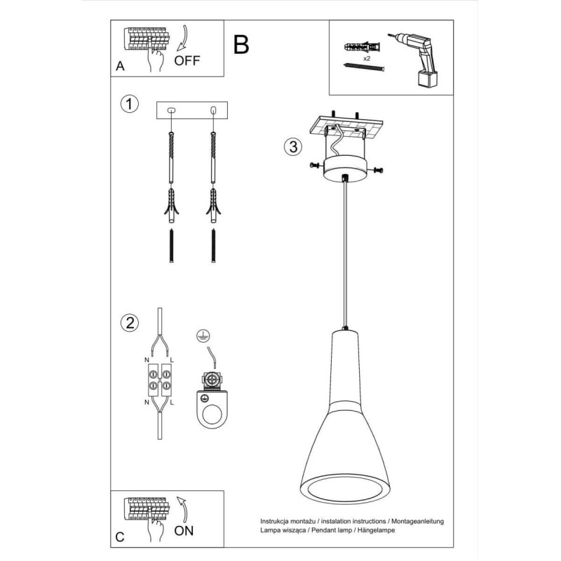 Lampa Wisząca Empoli Szary SL.0280 Sollux