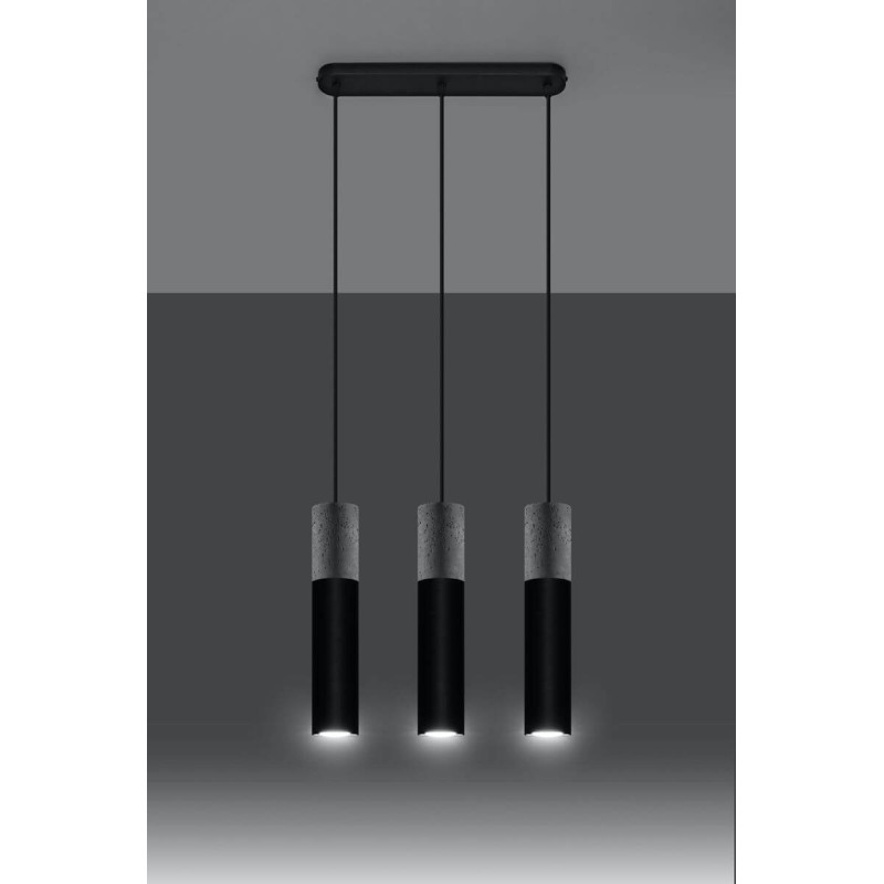 Lampa Wisząca Borgio 3 Czarny SL.0652 Sollux