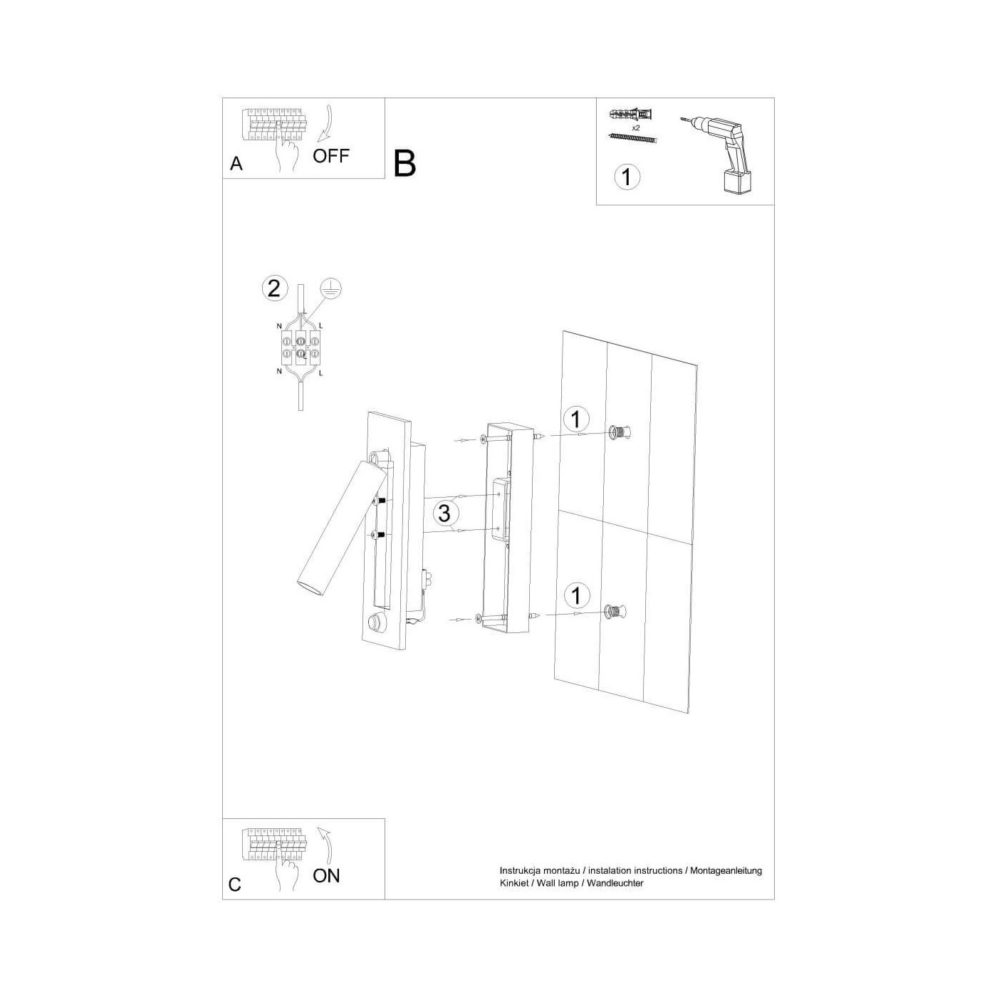 Kinkiet Enif Czarny SL.0956 Sollux