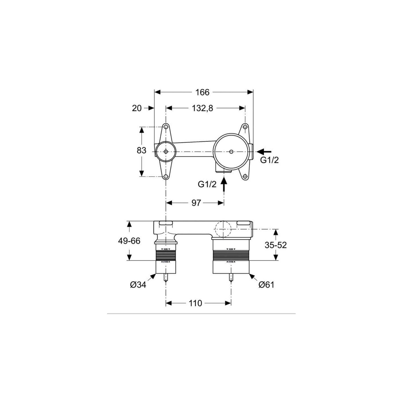 Element Podtynkowy Kit1 Poziomy A5948NU Ideal Standard