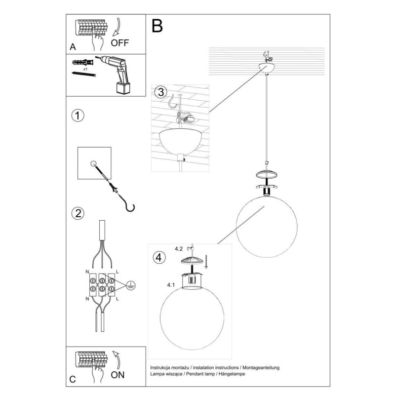 Lampa Wisząca Ugo 40 Chrom SL.0265 Sollux