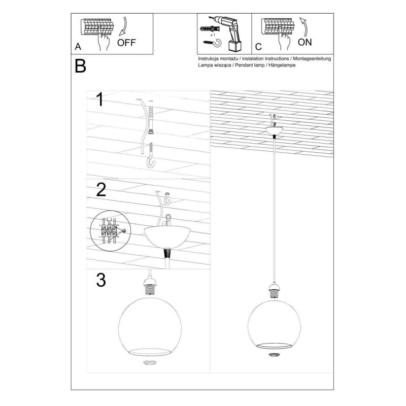 Lampa Wisząca Ball Transparentny SL.0248 Sollux