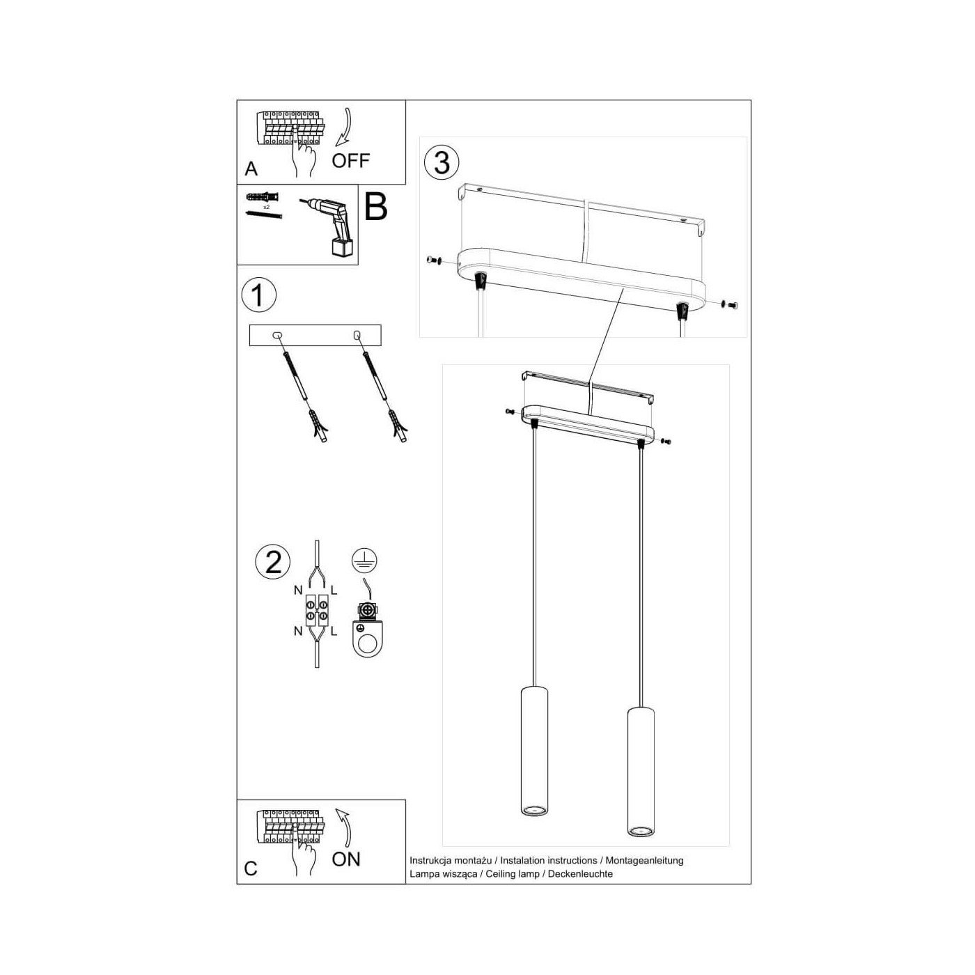 Lampa Wisząca Luvo 2 SL.0654 Sollux
