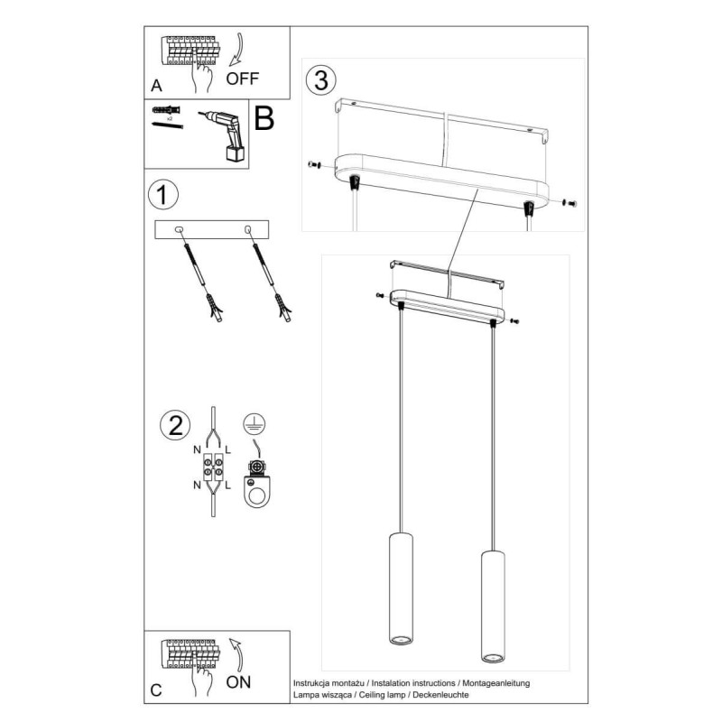 Lampa Wisząca Luvo 2 SL.0654 Sollux