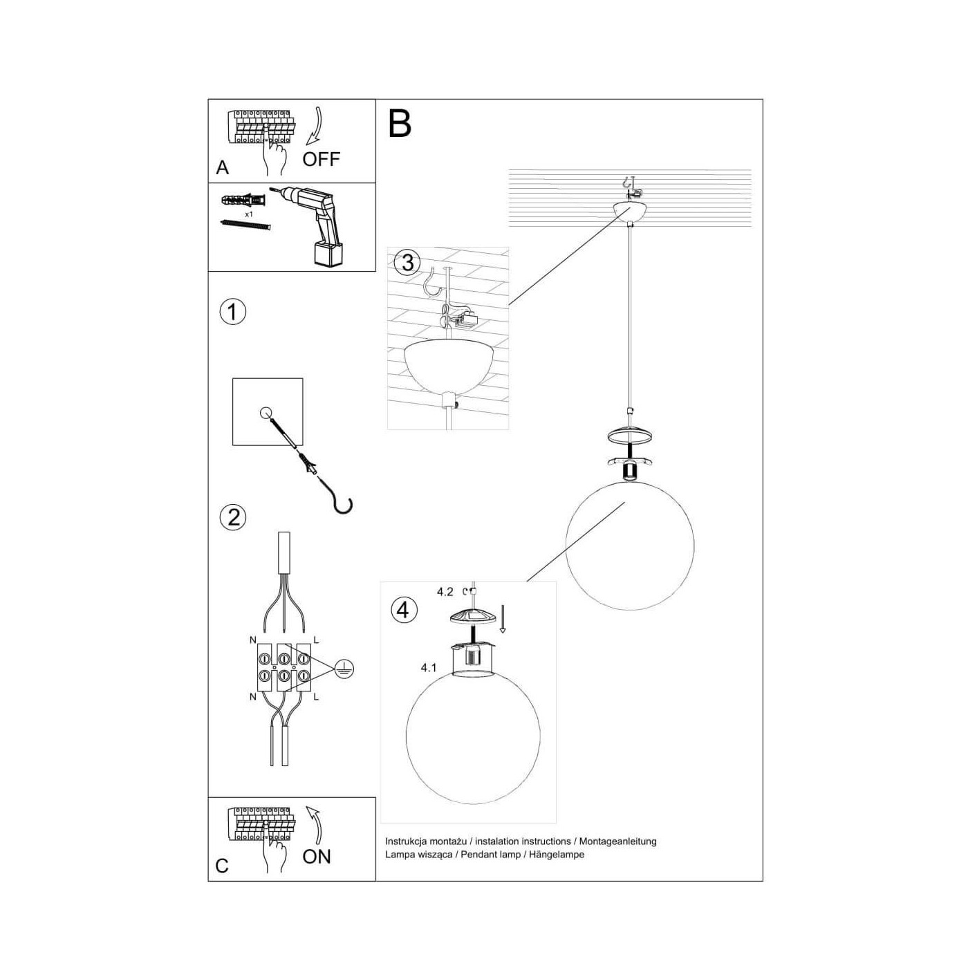 Lampa Wisząca Ugo 20 Chrom SL.0263 Sollux
