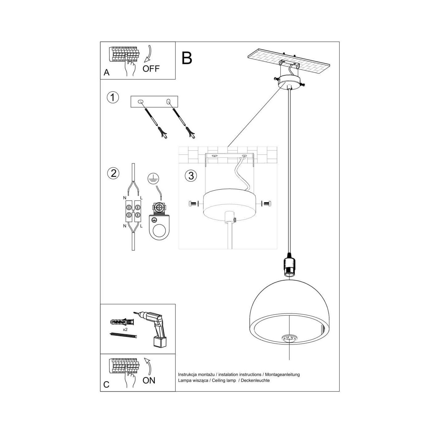 Lampa Wisząca Pablito Szary SL.0847 Sollux