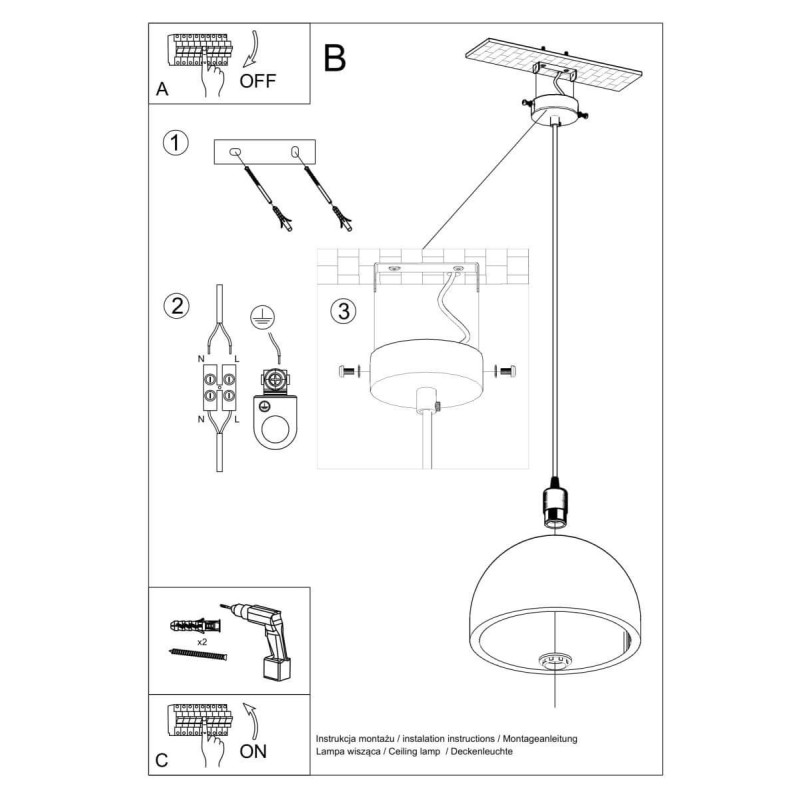Lampa Wisząca Pablito Szary SL.0847 Sollux